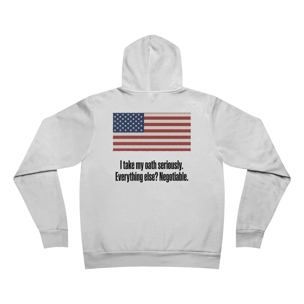Honorably Unserious — Wordmark + Flag + Tagline Hoodie