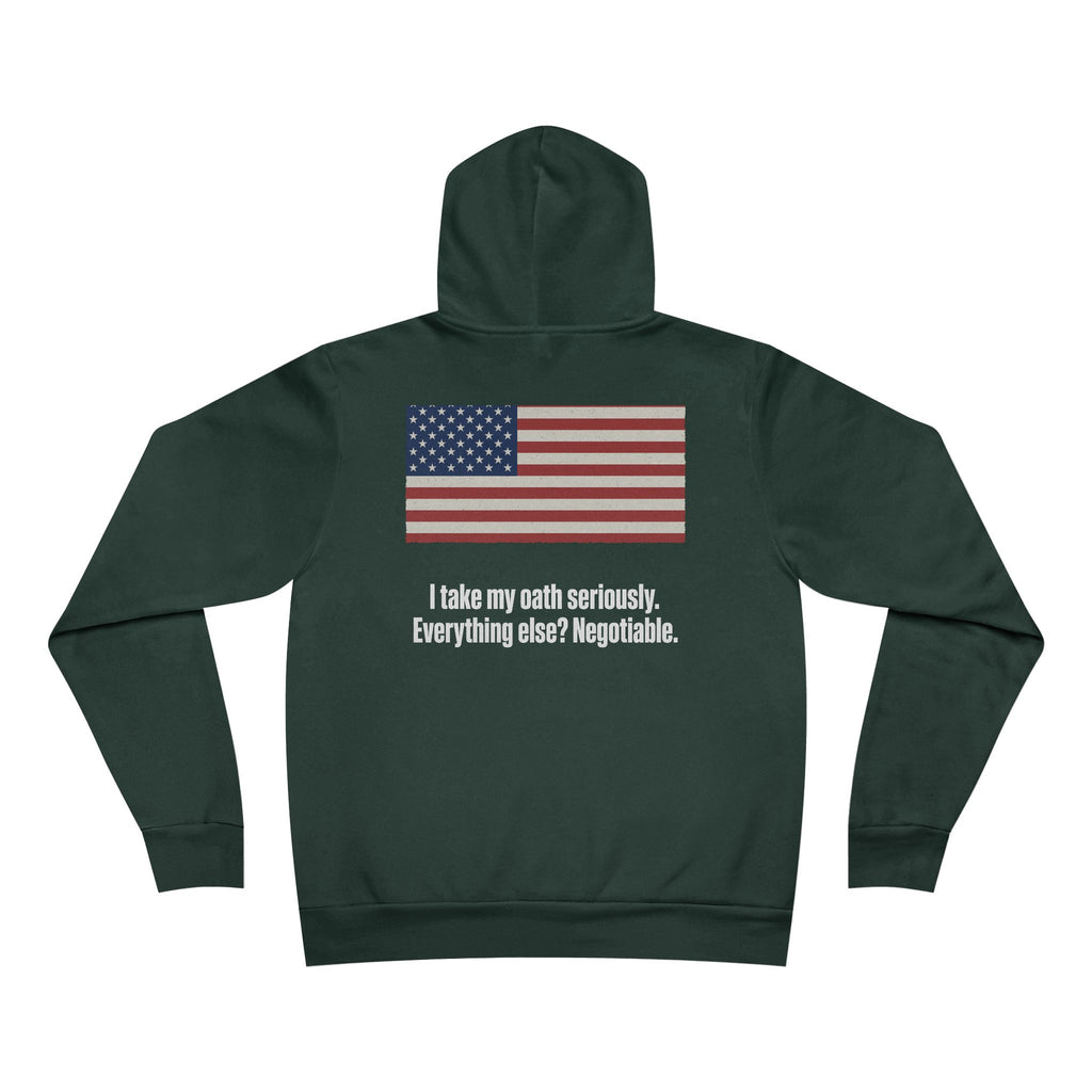 Honorably Unserious — Wordmark + Flag + Tagline Hoodie